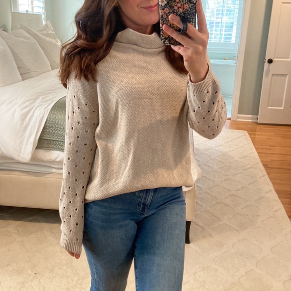 Anthropologie ~Moth~ Cashmere Blend Mock Neck
Perforated Sleeve Sweater - Picture 1 of 10